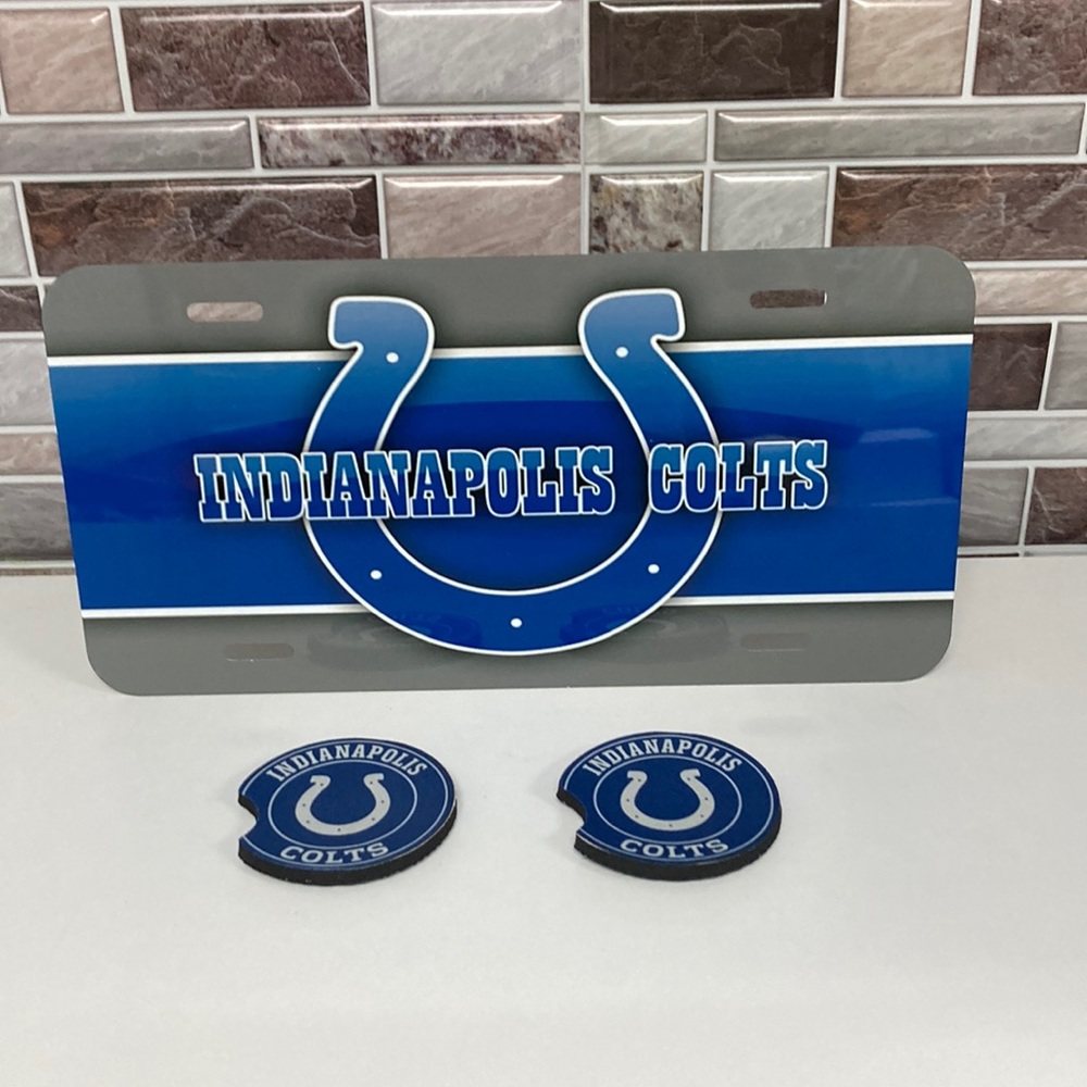 Indianapolis Colts License Plate With Cup Holder Inserts